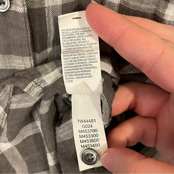 Lucky Brand Brown Plaid Button Down Boyfriend Top Blouse With Tie Back Size M - Picture 14 of 14